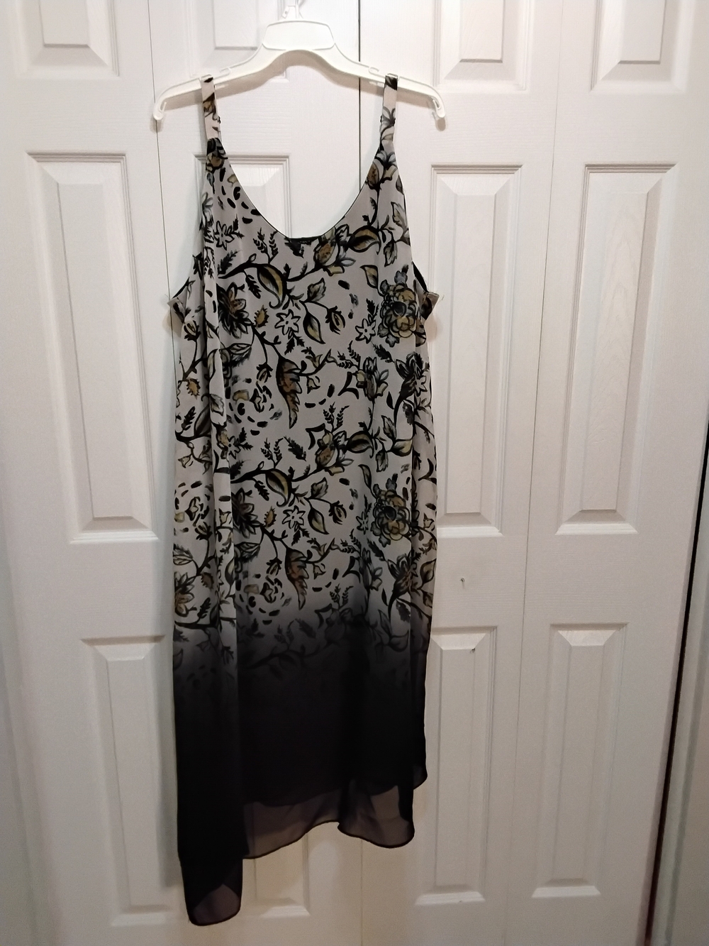 Lane Bryant Floral Ombre Chiffon Midi Dress - Gray & Black